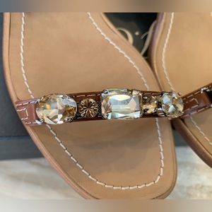 J Crew Jeweled Block Heel Sandals in “Roasted Chestnut” NWT